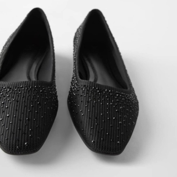 Zara sparkly ballet flats Black NWT - Picture 2 of 4